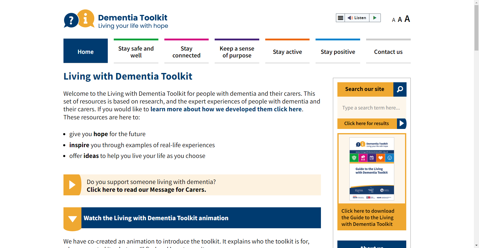 Living With Dementia Toolkit - Somerset Dementia Wellbeing Service